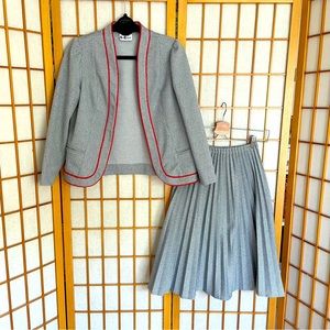 1960s - Marty Gutmacher Blazer and Pleated Skirt Set (Houndstooth - Size 8)